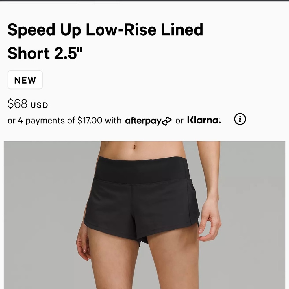 Black Lululemon Speed Up Shorts 2.5 - Sz 0